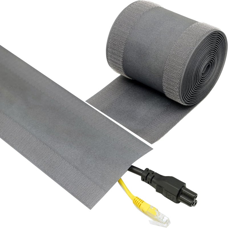 ECOHomes Carpet Cord Cover to Hide Cables, Cords, Wires On Floor - Cord Covers Strip Wire Protector & Cable Management Keep Electric Cables Organized, for Homes & Office (Grey, 4 Inch x 30 FT) - Image 1